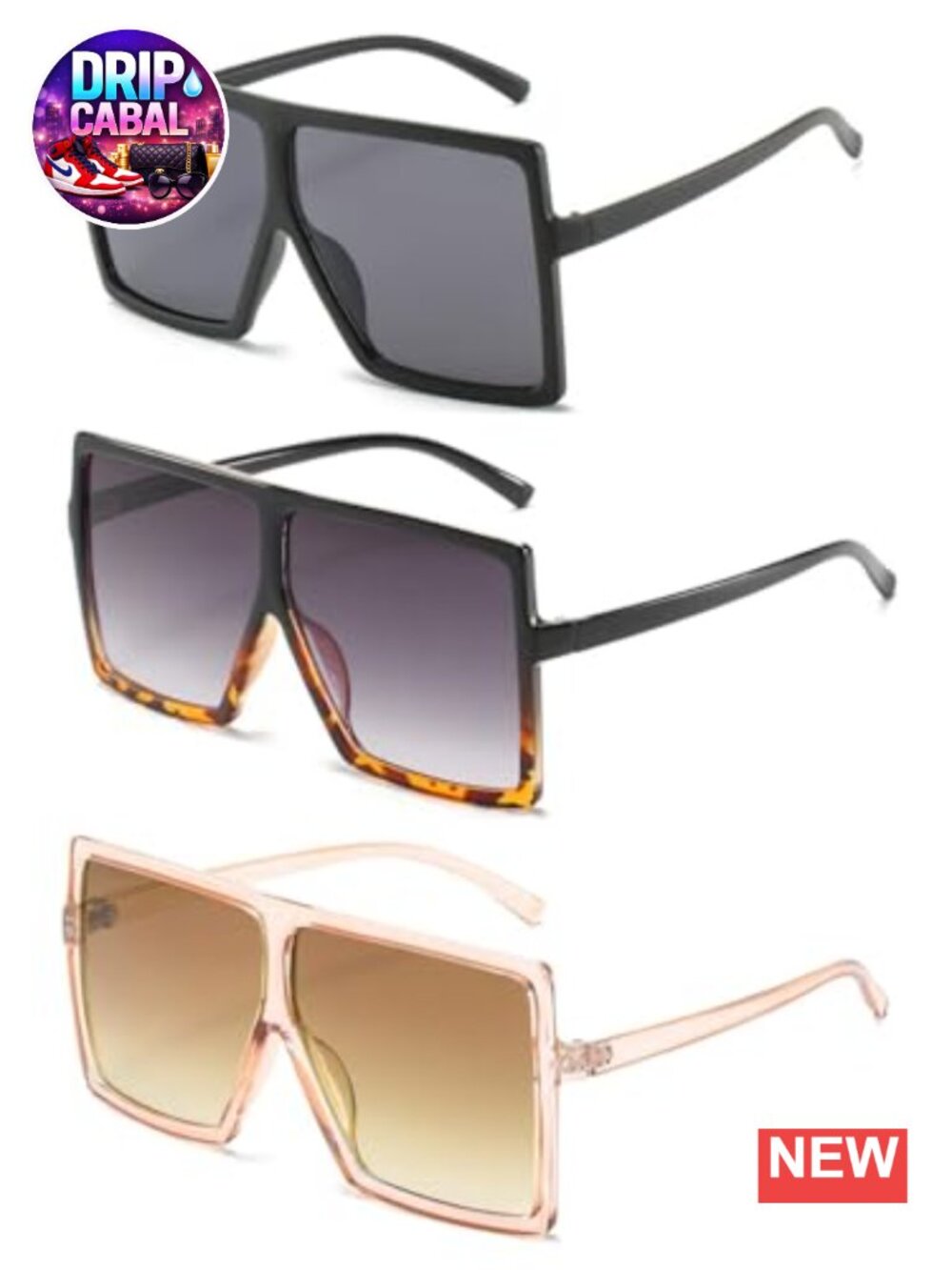 Oversized Square Sunglasses UV Protection Fashion Shades